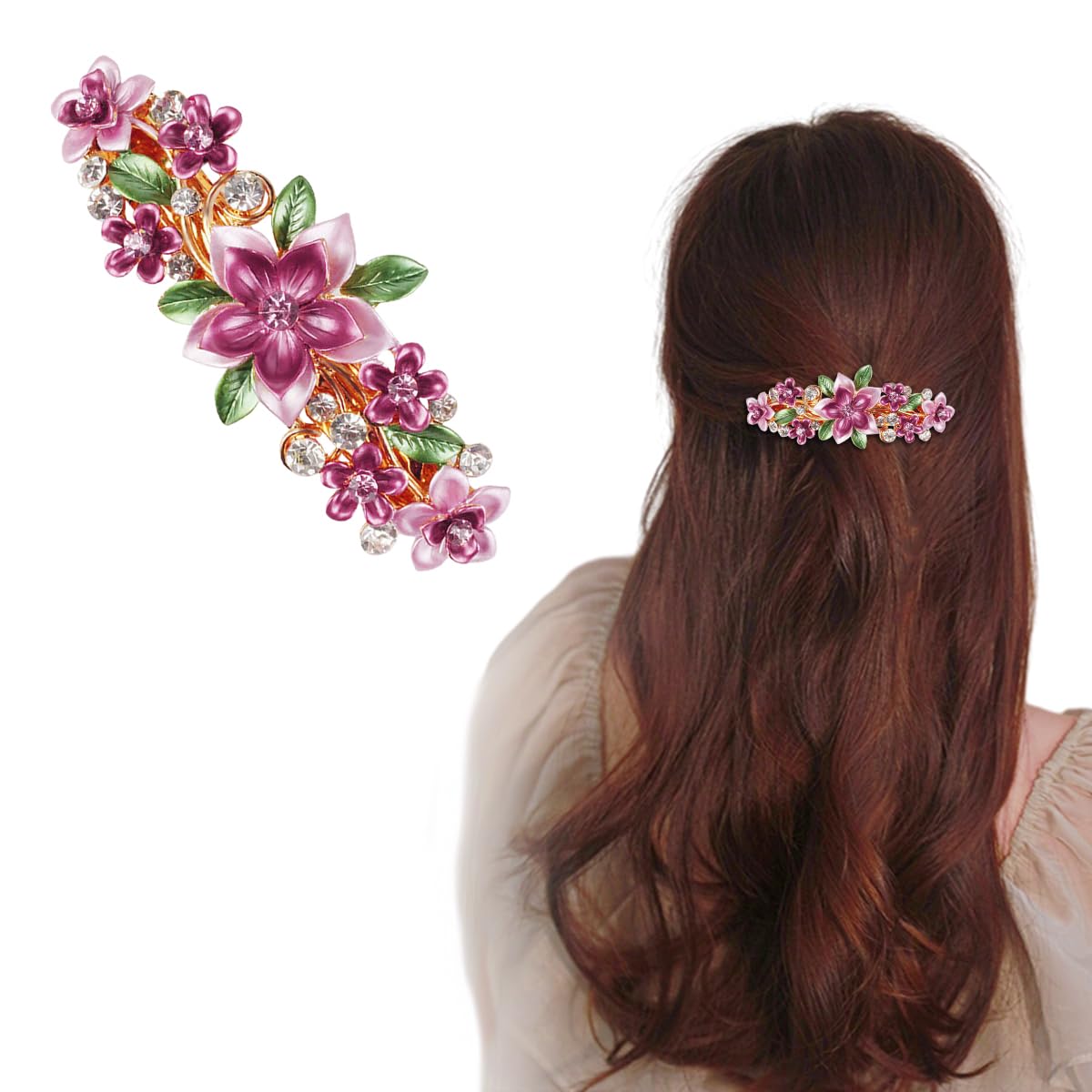 MAYCREATE Barrette Hair Clips for Women, Luxurious Flower Spring Hair Clip, Stylish Metal Crystal Hair Barrettes Accessories Ponytail Holder for Daily, Mothers Day Gift MAYCREATE Barrette Hair Clips for Women, Luxurious Flower Spring Hair Clip, Stylish Metal Crystal Hair Barrettes Accessories Ponytail Holder for Daily, Mothers Day Gift